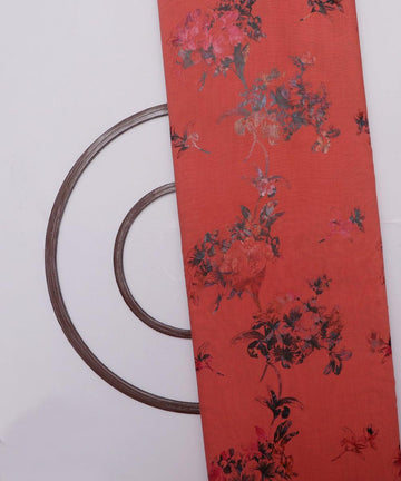 rose gold and grey floral foil print modal chanderi fabric b124 5701